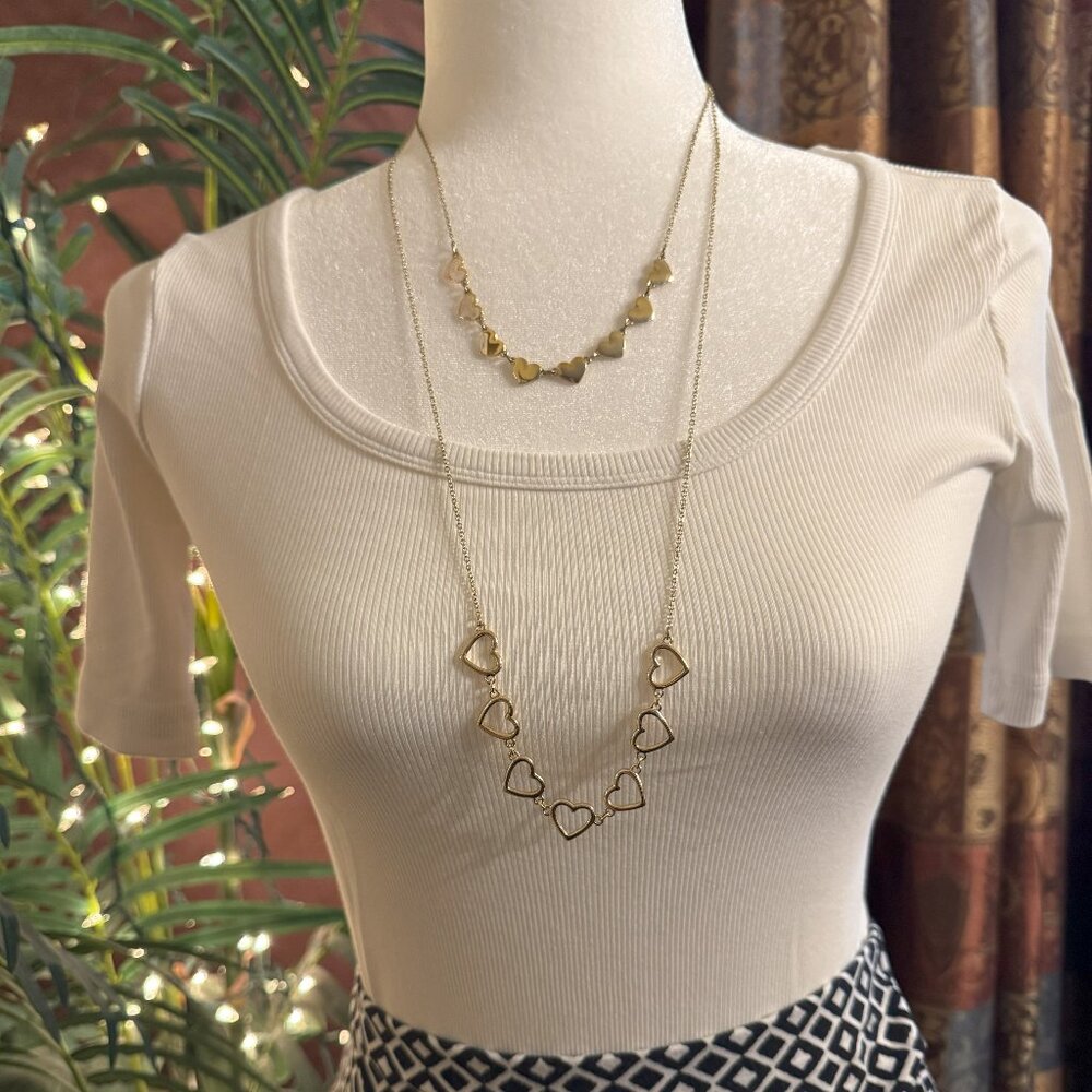 Two- Layer Gold Plated Necklace with Hearts